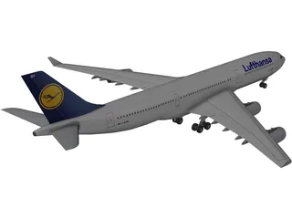 Airbus A340-200 Lufthansa 3D Model preview