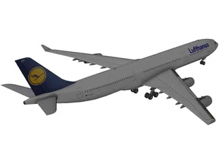 Airbus A340-300 Lufthansa 3D Model preview