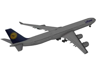 Airbus A340-600 Lufthansa 3D Model preview