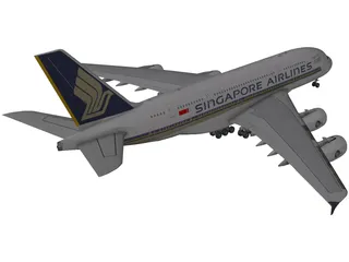 Airbus A380-800 Singapore Airlines 3D Model preview