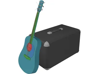 Guitar and Amp Marshall 3D Model preview