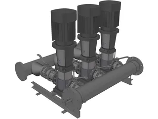 Grundfos Pump Set 3D Model preview