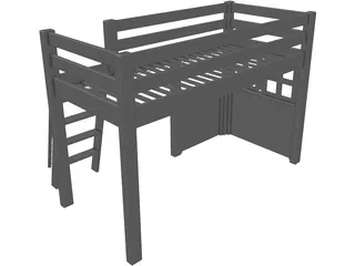 Loft Bed Children with Store 3D Model preview