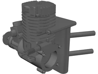 RC OS .50 Engine with Pitts Muffler 3D Model preview
