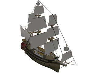 Galleon Early Spanish 3D Model preview