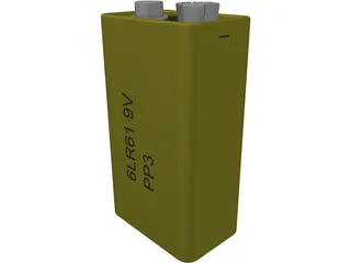 PP3 Battery 3D Model preview
