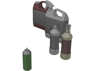 Spray Bottles 3D Model preview