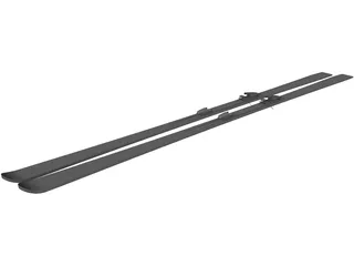 Ski Single Tip with Bindings 3D Model preview