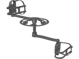 Pedals and Crankset 3D Model preview