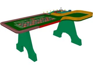 Roulette Table 3D Model preview