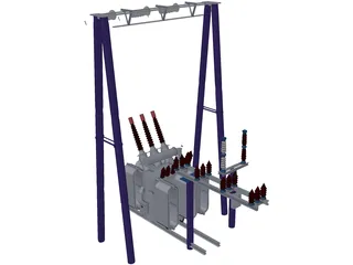 Electric High-voltage Transformers 3D Model preview