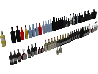 Bar Bottles Collection 3D Model preview