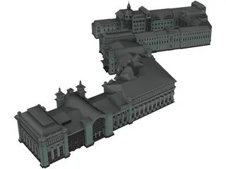 Russian Train Station in Moscow 3D Model preview