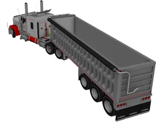 Kenworth W900 with Trailer 3D Model preview