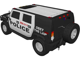 Hummer H2 Police 3D Model preview