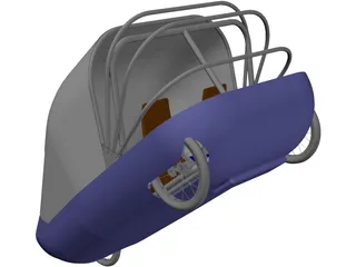 Human/electric side by side recumbent vehicle 3D Model preview
