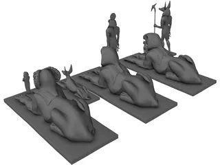 Egyptian Statues 3D Model preview