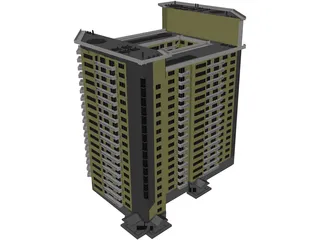 Inhabited high-rise building 3D Model preview