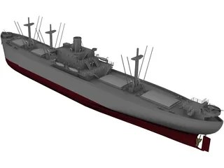 Cargo Ship WWII 3D Model preview