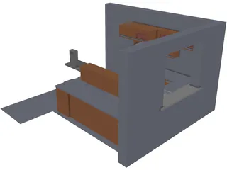 Walnut Kitchen 3D Model preview