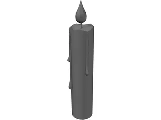 Candle With Wax Spilled 3D Model preview