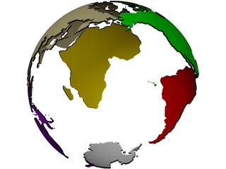 Globe Land Masses 3D Model preview