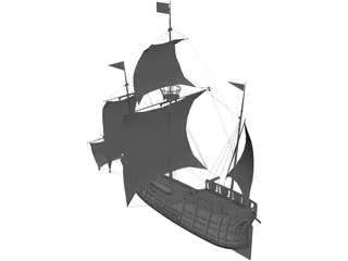 Caravel Sailing Ship 3D Model preview