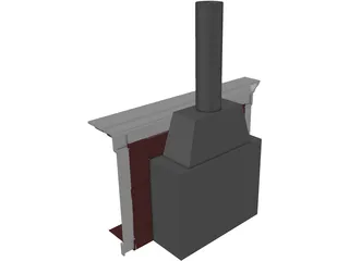 Basic Home Fireplace and Mantle 3D Model preview