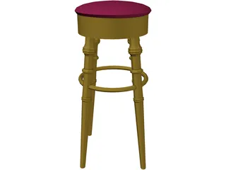 Barstool Brass 3D Model preview