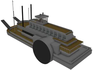 Steamboat SideWheel (1900) 3D Model preview