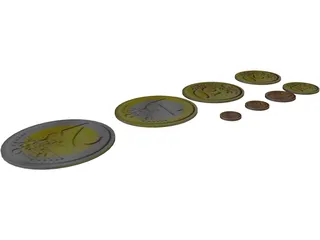 Euro Coins 3D Model preview