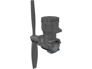 RC Motor 2T Airplane 3D Model preview