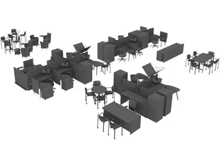 Office Furniture Set 3D Model preview