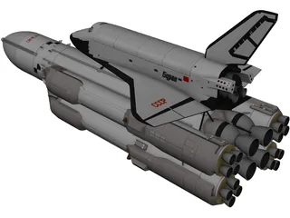 Buran-Energia Space Shuttle with Rocket 3D Model preview