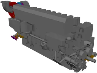 Marine Engine 3D Model preview