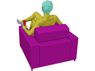 Woman on Chair 3D Model preview