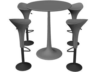 Bar Stool with Table 3D Model preview