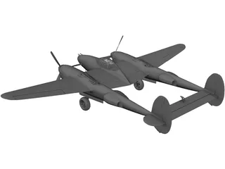 Lockheed P-38 Lightning 3D Model preview