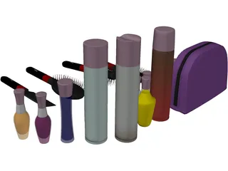 Woman Makeup and Accessories 3D Model preview