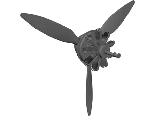 9-Cylinder Rotor Engine 3D Model preview