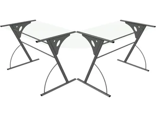 Glass Office Computer Desk 3D Model preview