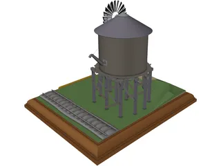 Windmill and Water Tower 3D Model preview