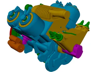 V4 Engine 3D Model preview