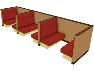 Booth Seating 3D Model preview