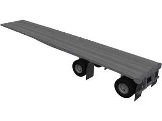 Semi Flat Bed Trailer 45 Foot 3D Model preview