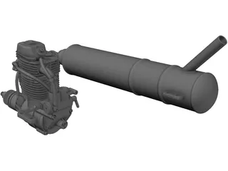 RC Motor Glow 4T YS 120 3D Model preview