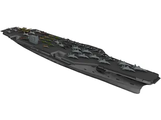 Military Ship with Airplanes 3D Model preview