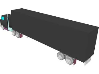 International Complete Trailer Truck 3D Model preview