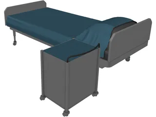 Hospital Bed 3D Model preview