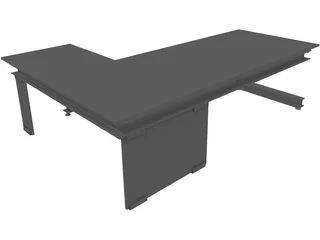 Modern Office Desk 3D Model preview